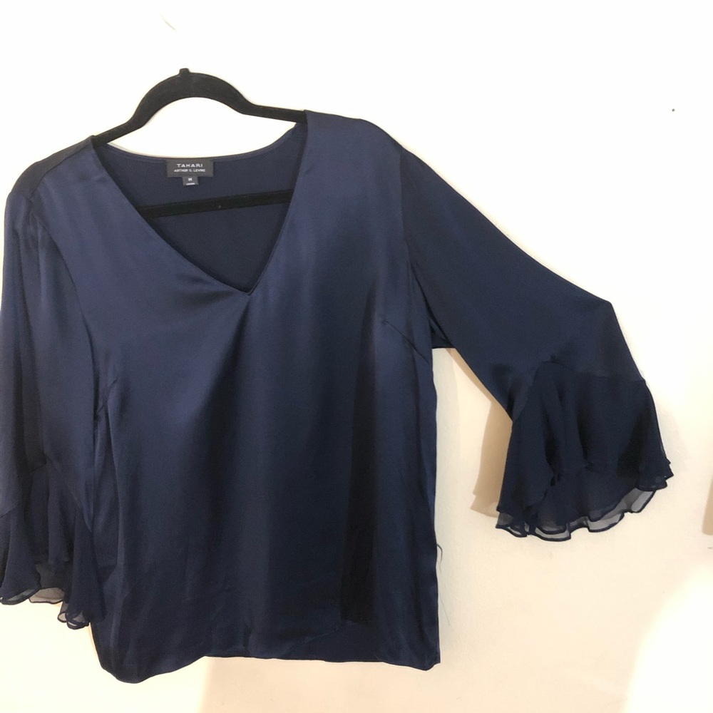 Navy blue silky blouse